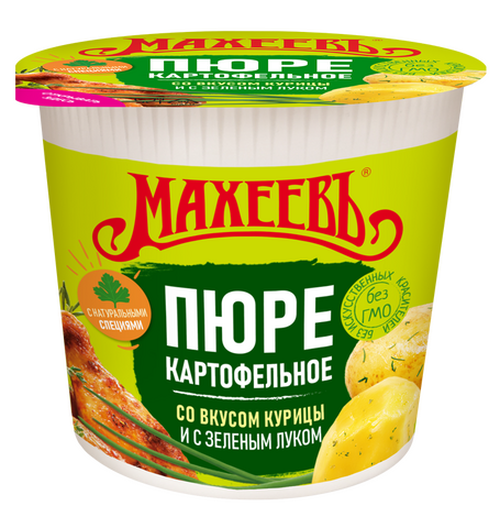 Пюре картофельное быстрого приготовления "Махеевъ" со вкусом курицы и с зеленым луком