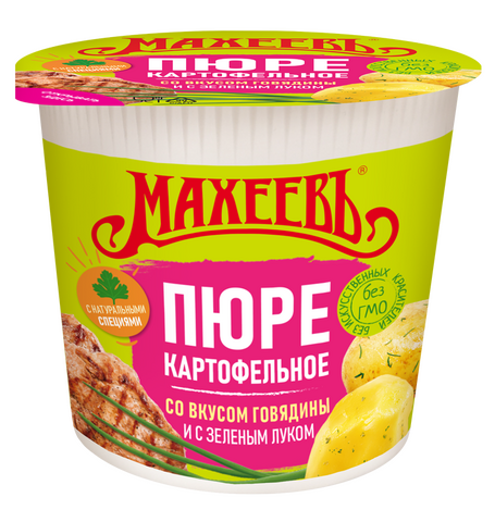 Пюре картофельное быстрого приготовления "Махеевъ" со вкусом говядины и с зеленым луком