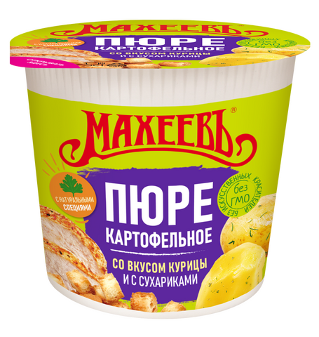 Пюре картофельное быстрого приготовления "Махеевъ" со вкусом курицы и сухариками